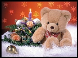 Bo�e, Pluszowy, Mi�, Narodzenie, �wi�ta, Stroik
